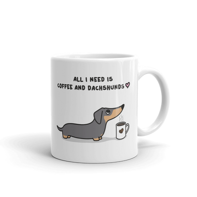 Coffee and Dachshund Mug - Black Tri-Color
